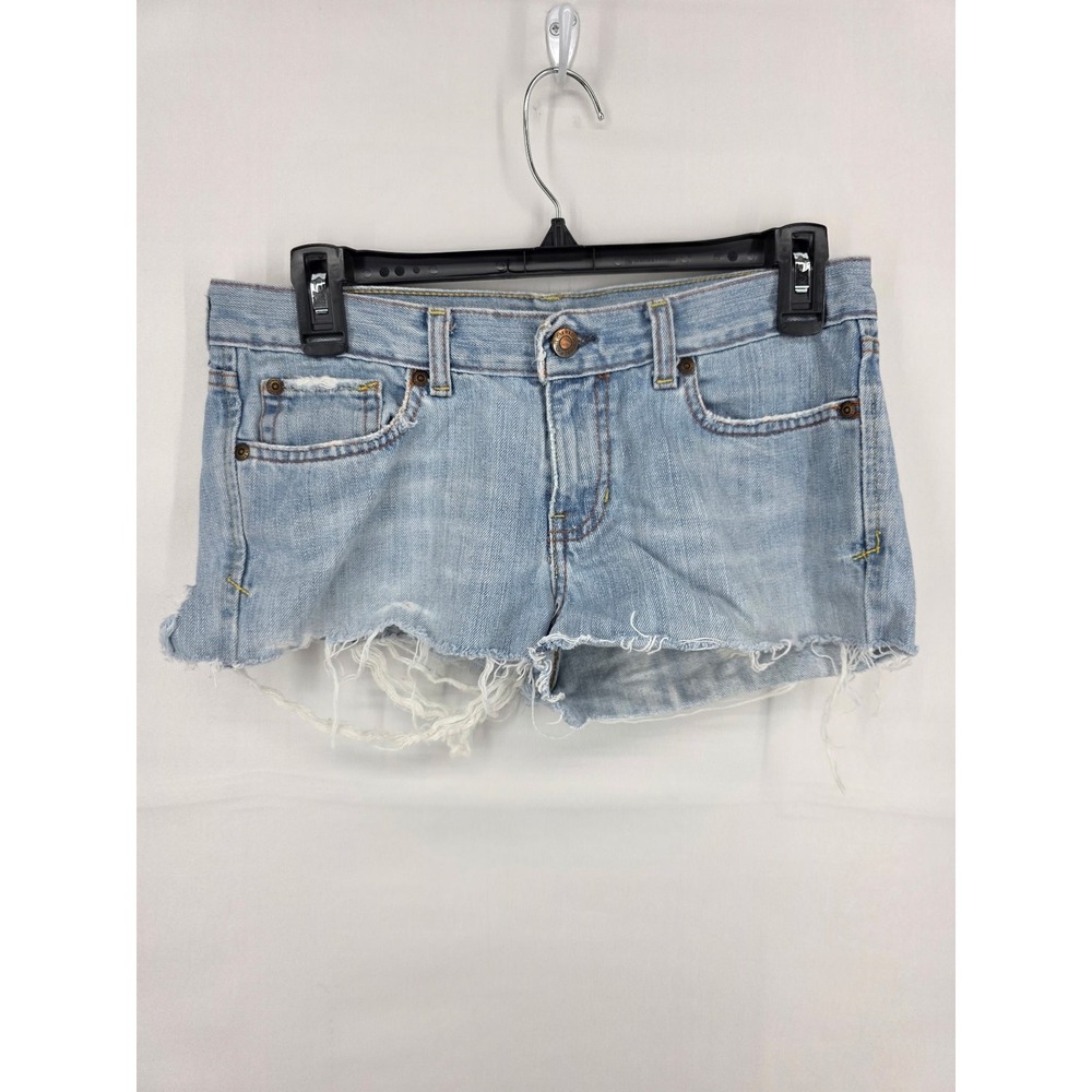 Abercrombie & Fitch Madison Distressed Low Rise Denim Shorts Light Wash 4L